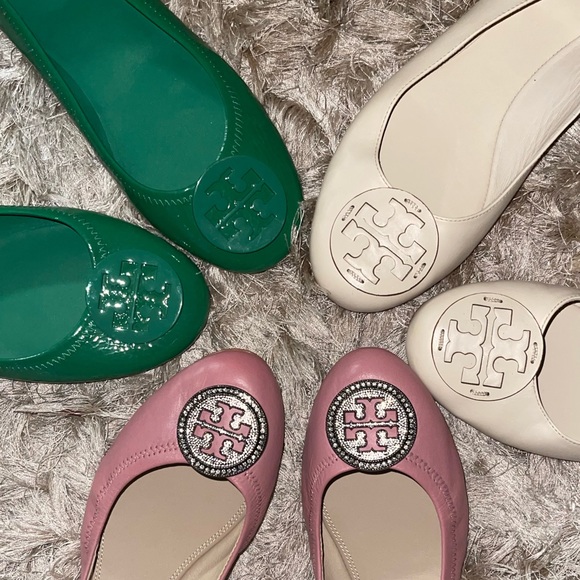 Two pairs of Tory Burch Ballet Flats. Dusted Pink and Cream. - Picture 2 of 10